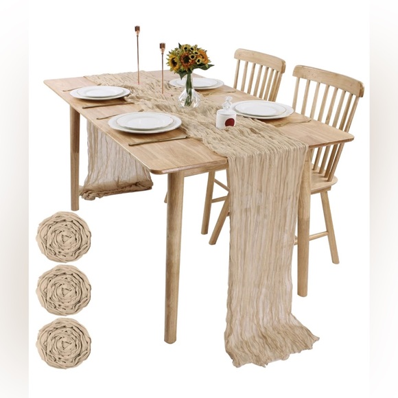 Sand Cotton Cheesecloth Table Runner 3Pcs 13ft Rustic Gauze Table Runner - Picture 1 of 6